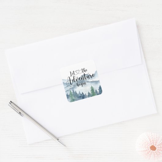 Stickers Mariage Forêt Aquarelle (Enveloppe)