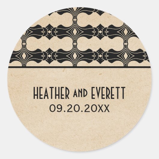 Stickers Mariage Frontal Art Déco en ébène (Devant)