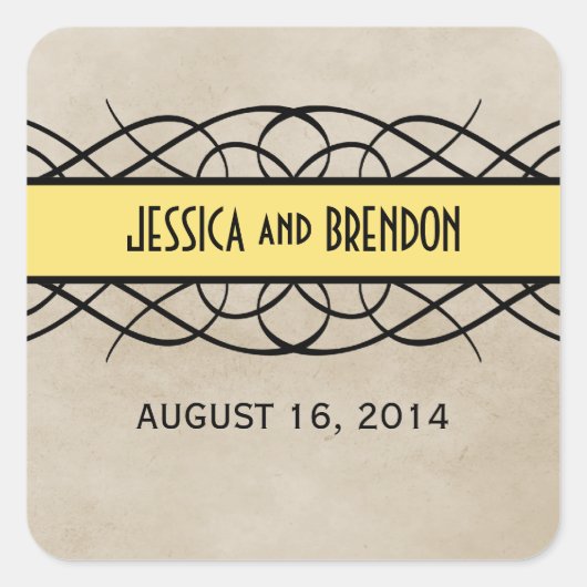 Stickers Mariage Frontal Fleuri Jaune (Devant)