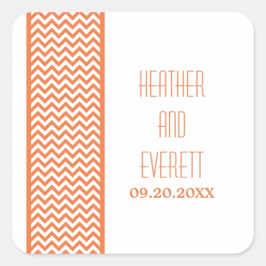 Stickers Mariage Frontal Orange Chevron (Devant)