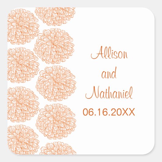 Stickers Mariage Frontière Zinnia, Tangerine (Devant)