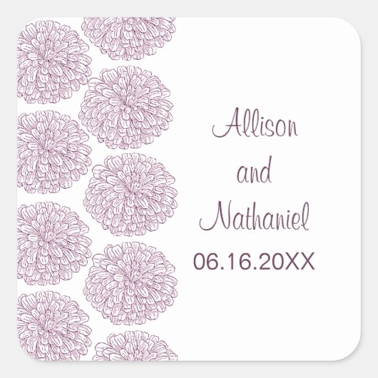 Stickers Mariage Frontière Zinnia, Violet (Devant)
