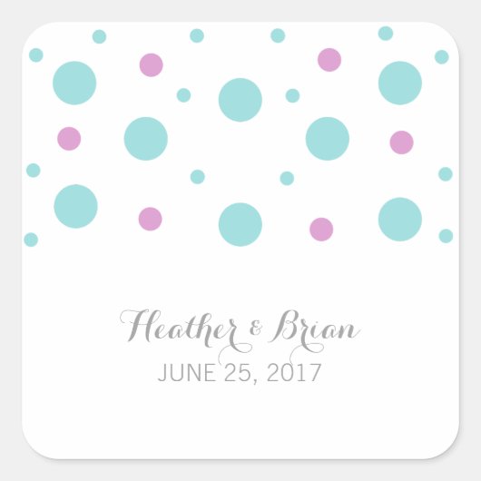 Stickers Mariage Fuchsia Confetti Turquoise (Devant)