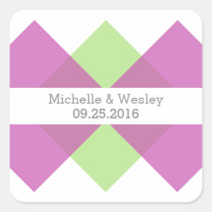 Stickers Mariage Fuchsia Green Geometry Triad