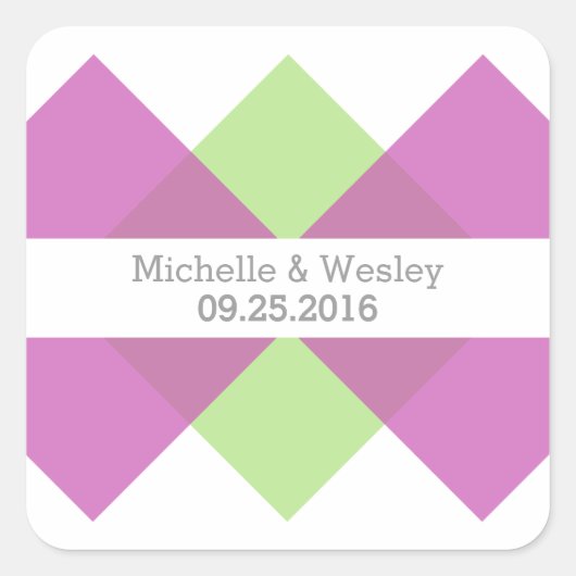 Stickers Mariage Fuchsia Green Geometry Triad (Devant)