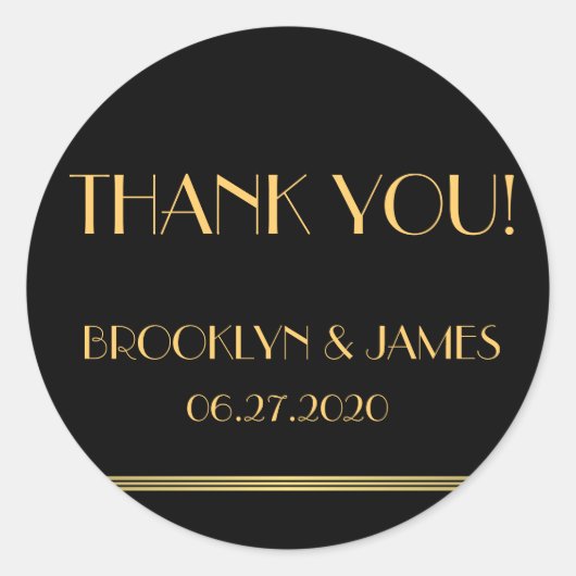 Stickers Mariage Gold Et Black Great Gatsby (Devant)