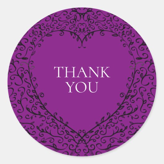 Stickers Mariage gothique au coeur mauve et noir (Devant)