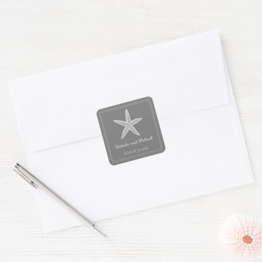 Stickers Mariage Gris Starfish (Enveloppe)