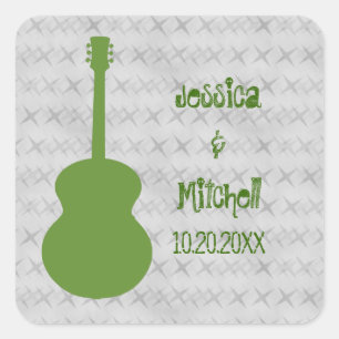 Stickers Mariage Grunge Guitare Vert