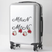 Stickers mariage, mariage, lettres, typographie, f (Sur valise)