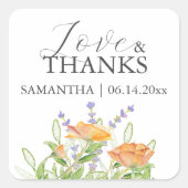 Stickers Mariage Merci Aquarelle Fleurs sauvages (Devant)