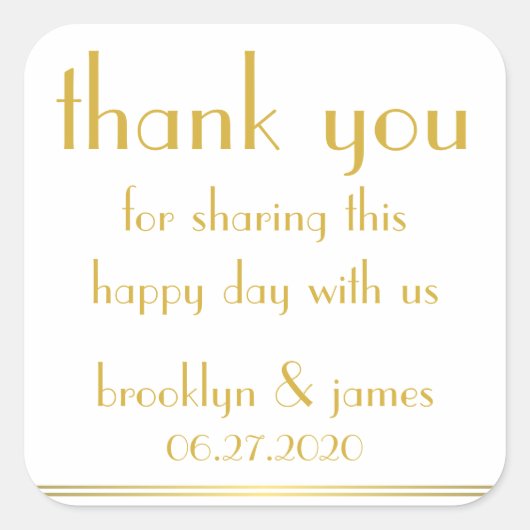 Stickers Mariage Merci Blanc Gatsby Great Gatsby (Devant)