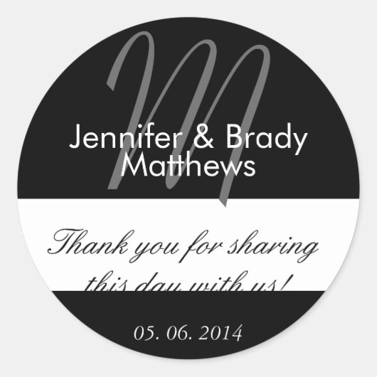 Stickers mariage Merci de mariée et de chambre Fav (Devant)