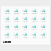 Stickers mariage Merci Favor Monogram Aqua (Feuille)