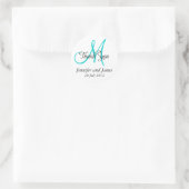 Stickers mariage Merci Favor Monogram Aqua (Sac)