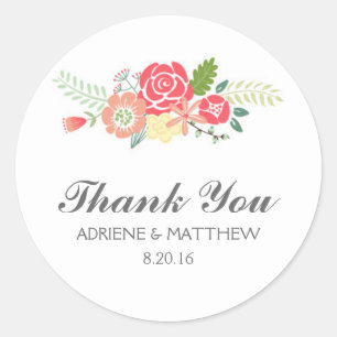 Stickers Mariage Merci floral simple