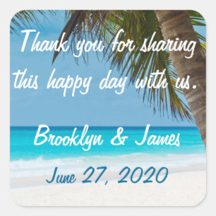 Stickers Mariage Merci Palmiers Sur Plage