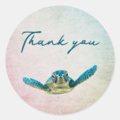 Stickers Mariage Merci rond de tortue de mer (Devant)