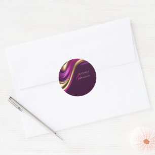 Stickers Mariage moderne - Fuchsia violette et or
