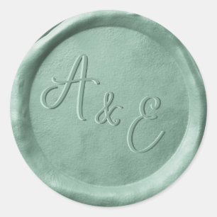 Stickers Mariage Monogram Sage Green Wax Seaux