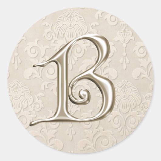 Stickers Mariage Monogramme Argent - lettre B (Devant)