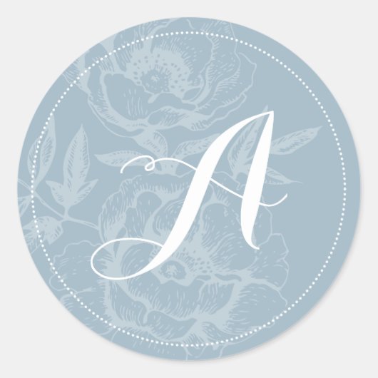 Stickers Mariage Monogramme Bleu (Devant)