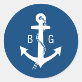 Stickers Mariage Monogramme bleu marine (Devant)