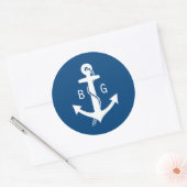Stickers Mariage Monogramme bleu marine (Enveloppe)