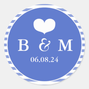 Stickers Mariage Monogramme bleu marine