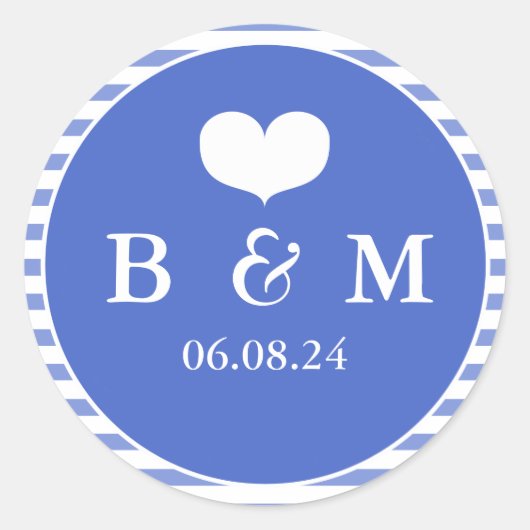 Stickers Mariage Monogramme bleu marine (Devant)
