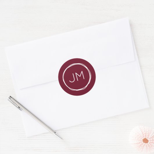 Stickers Mariage Monogramme Bourgogne (Enveloppe)