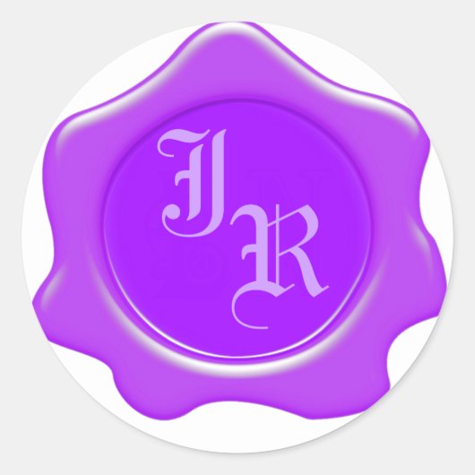 Stickers Mariage Monogramme de cire violet (Devant)