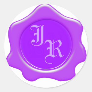 Stickers Mariage Monogramme de cire violet