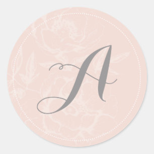 Stickers Mariage Monogramme en bande rose