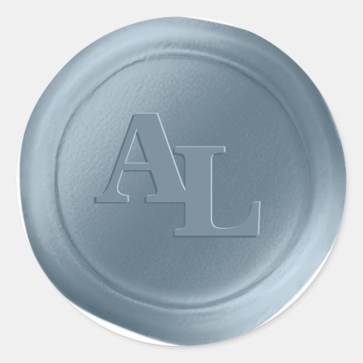Stickers Mariage Monogramme en cire bleu Dusty (Devant)