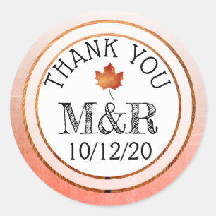 Stickers Mariage Monogramme Feuilles Automatiques 