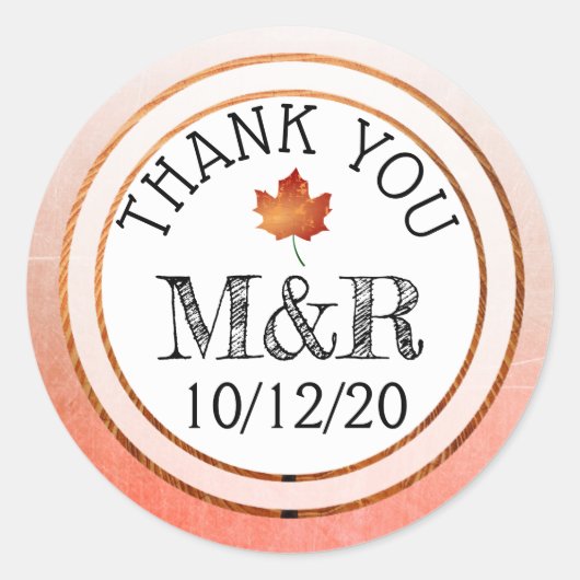 Stickers Mariage Monogramme Feuilles Automatiques  (Devant)