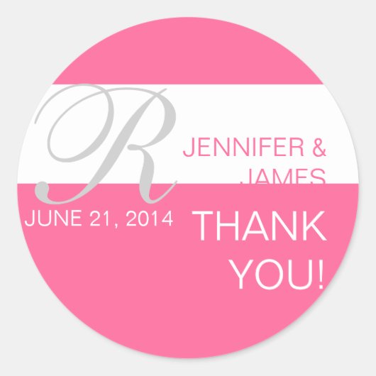 Stickers Mariage Monogramme Merci moderne (Devant)