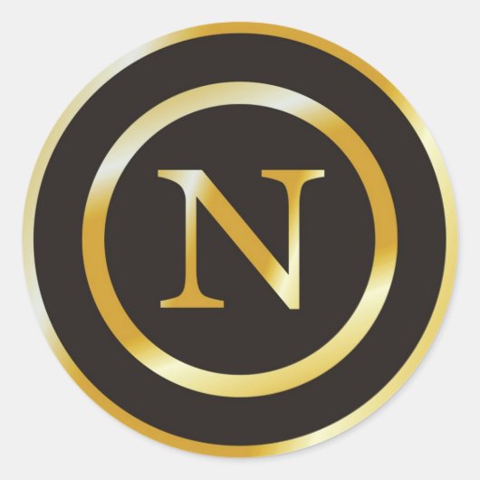 Stickers Mariage Monogramme Or N initial (Devant)