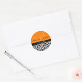Stickers Mariage Monogramme Orange Damask (Enveloppe)