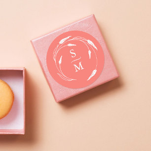 Stickers Mariage Monogramme Pêche