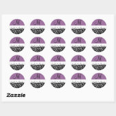 Stickers Mariage Monogramme Purple Swirl Damask (Feuille)