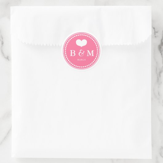 Stickers Mariage Monogramme rose (Sac)