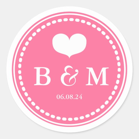 Stickers Mariage Monogramme rose (Devant)