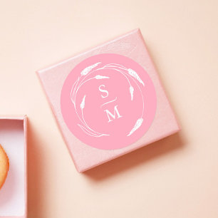 Stickers Mariage Monogramme rose