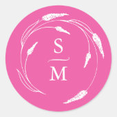 Stickers Mariage Monogramme rose Fuchsia (Devant)
