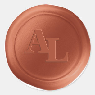 Stickers Mariage Monogramme Sceau de cire orange d