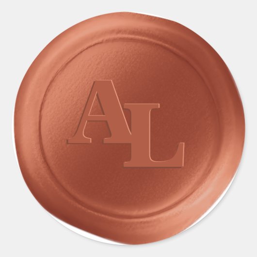 Stickers Mariage Monogramme Sceau de cire orange d (Devant)