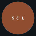 Stickers Mariage Monogramme simple rustique<br><div class="desc">Ces élégantes enveloppes de mariage en terre cuite comportent un minimum de serif,  d'ampersand et de typographie de script. Customisez ces scellés d'enveloppe mariage avec les noms,  les détails du jour de mariage,  et plus encore.</div>