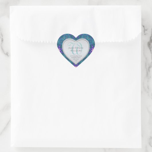 Stickers Mariage Monogramme Turquoise Aqua violet (Sac)